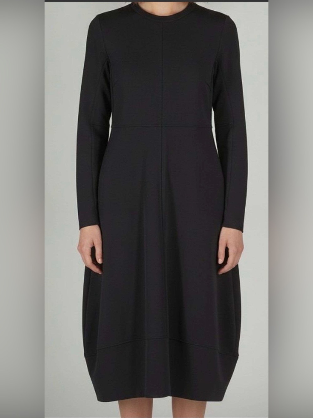 🏛️Jil Sander Black Long-Sleeve Midi Dress